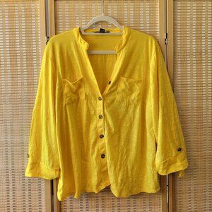 CAROLYN TAYLOR Yellow Buttoned Blouse